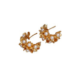18K Metal Flower Pearl Earrings Women's Daily Accessories