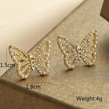 Stylish Butterfly Stud Earrings with Pearl CZ Crystal for Party