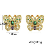 Stylish Butterfly Stud Earrings with Pearl CZ Crystal for Party