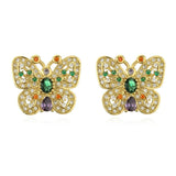 Stylish Butterfly Stud Earrings with Pearl CZ Crystal for Party