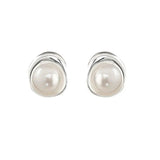 Metal Cream Pearl Earrings Post Studs Jewelry Style For Women