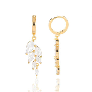 Zircon Leaves Drop Earring For Women Crystal Wedding Jewelry