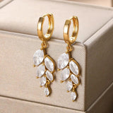 Zircon Leaves Drop Earring For Women Crystal Wedding Jewelry