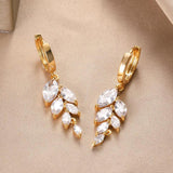 Zircon Leaves Drop Earring For Women Crystal Wedding Jewelry