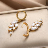 Zircon Leaves Drop Earring For Women Crystal Wedding Jewelry