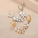 Zircon Leaves Drop Earring For Women Crystal Wedding Jewelry