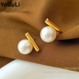 Pearl Stud Earrings 925 Silver Needle for Women