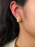 Peri'sbox 18K Pvd Plated Hammered Mother of Pearl Stud Earrings