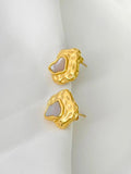 Peri'sbox 18K Pvd Plated Hammered Mother of Pearl Stud Earrings