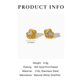 Peri'sbox 18K Pvd Plated Hammered Mother of Pearl Stud Earrings