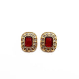 Vintage Red Earrings Rhinestone Pearls Femme Jewelry