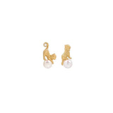 Asymmetry Cat Stud Earrings Simulated Pearl Charm Jewelry