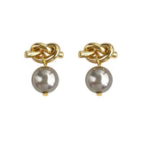 Foxanry Grey Pearl Stud Earrings for Women