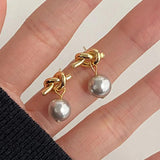 Foxanry Grey Pearl Stud Earrings for Women