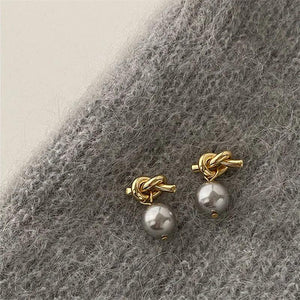 Metal Pearl Pendant Earrings European American Style