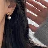 Metal Pearl Pendant Earrings European American Style