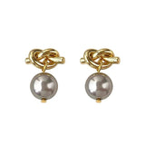 Metal Pearl Pendant Earrings European American Style