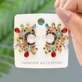 Colorful Pearl Circle Earrings Bohemian Rhinestone Piercing