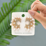 Colorful Pearl Circle Earrings Bohemian Rhinestone Piercing