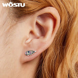 925 Silver Mini Wing Stud Earrings Zircon Feather Small Earrings