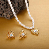 Sweet Heart Love Earrings with Pearl Studs