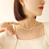 Sweet Heart Love Earrings with Pearl Studs