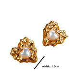 Sweet Heart Love Earrings with Pearl Studs