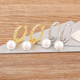 Metal Twisted Pearl Hoop Earrings Retro Ear Jewelry Party Gift