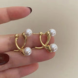 Two Pearls Metal Post Earrings Fancy Jewelry Vacation Accessories