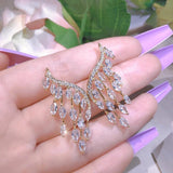 Angel Wing Stud Earrings Marquise Cut Zircon Tassel Earrings