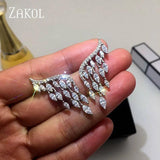 Angel Wing Stud Earrings Marquise Cut Zircon Tassel Earrings
