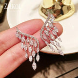 Angel Wing Stud Earrings Marquise Cut Zircon Tassel Earrings
