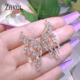 Angel Wing Stud Earrings Marquise Cut Zircon Tassel Earrings