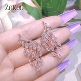 Angel Wing Stud Earrings Marquise Cut Zircon Tassel Earrings