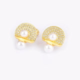 Nidin Pearl Stud Earrings Mushroom Shape Gold/Silver Women Jewelry