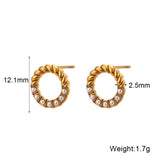 Dainty Lucky Circle Green Pearl Stud Earrings Plated Zircon Earring