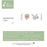 925 Sterling Silver Lucky Grass Butterfly Stud Earrings Women Jewelry
