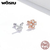 925 Sterling Silver Lucky Grass Butterfly Stud Earrings Women Jewelry