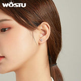 925 Sterling Silver Lucky Grass Butterfly Stud Earrings Women Jewelry