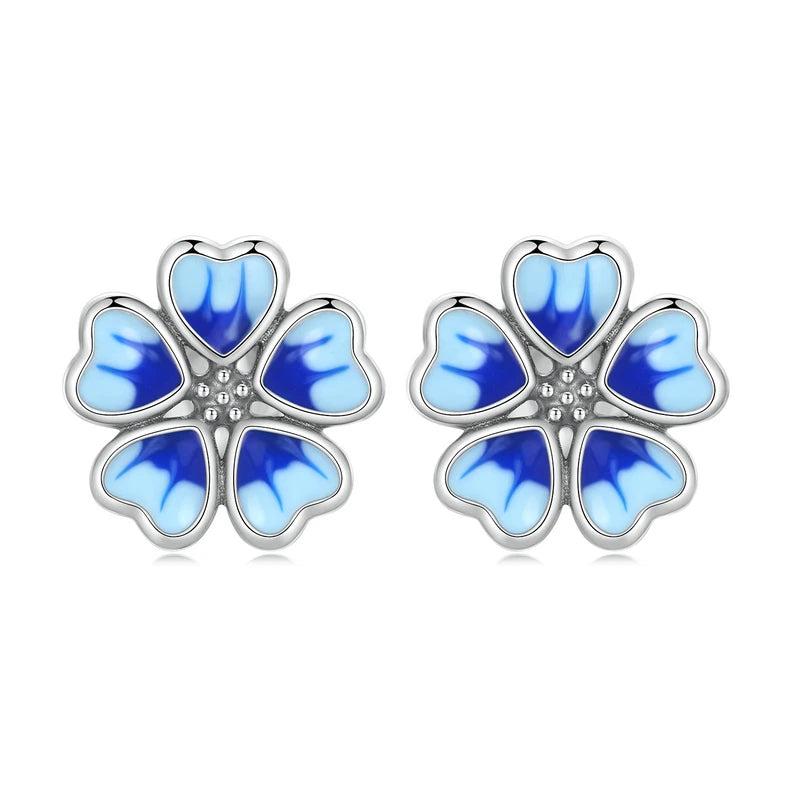 925 Sterling Silver Flower Stud Earrings Wedding Anniversary Jewelry