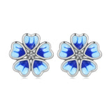 925 Sterling Silver Flower Stud Earrings Wedding Anniversary Jewelry