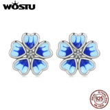 925 Sterling Silver Flower Stud Earrings Wedding Anniversary Jewelry