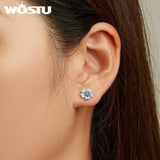 925 Sterling Silver Flower Stud Earrings Wedding Anniversary Jewelry