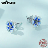 925 Sterling Silver Flower Stud Earrings Wedding Anniversary Jewelry