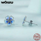 925 Sterling Silver Flower Stud Earrings Wedding Anniversary Jewelry