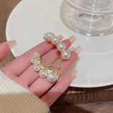 Geometric Pearls Stud Earrings for Women Girls Statement Oorbellen