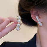 Geometric Pearls Stud Earrings for Women Girls Statement Oorbellen