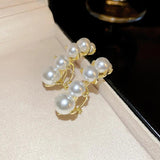 Geometric Pearls Stud Earrings for Women Girls Statement Oorbellen