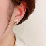 Summer Pink Tulip Flower Pearl Earrings 18k Plated Floral Pearl 2 In 1