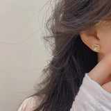 French & Pearl Zircon Inlaid Earrings for Daily Wear